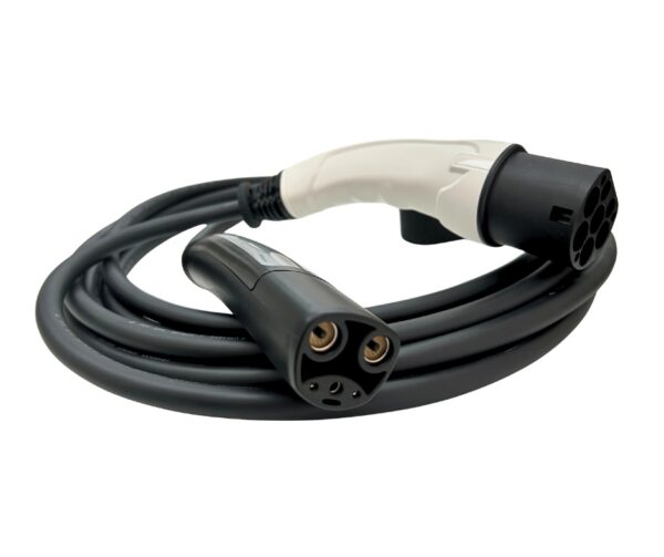 Type 2 to Tesla (ex-Japan/NACS) 32A, Lead 7m (white handle/black cable)